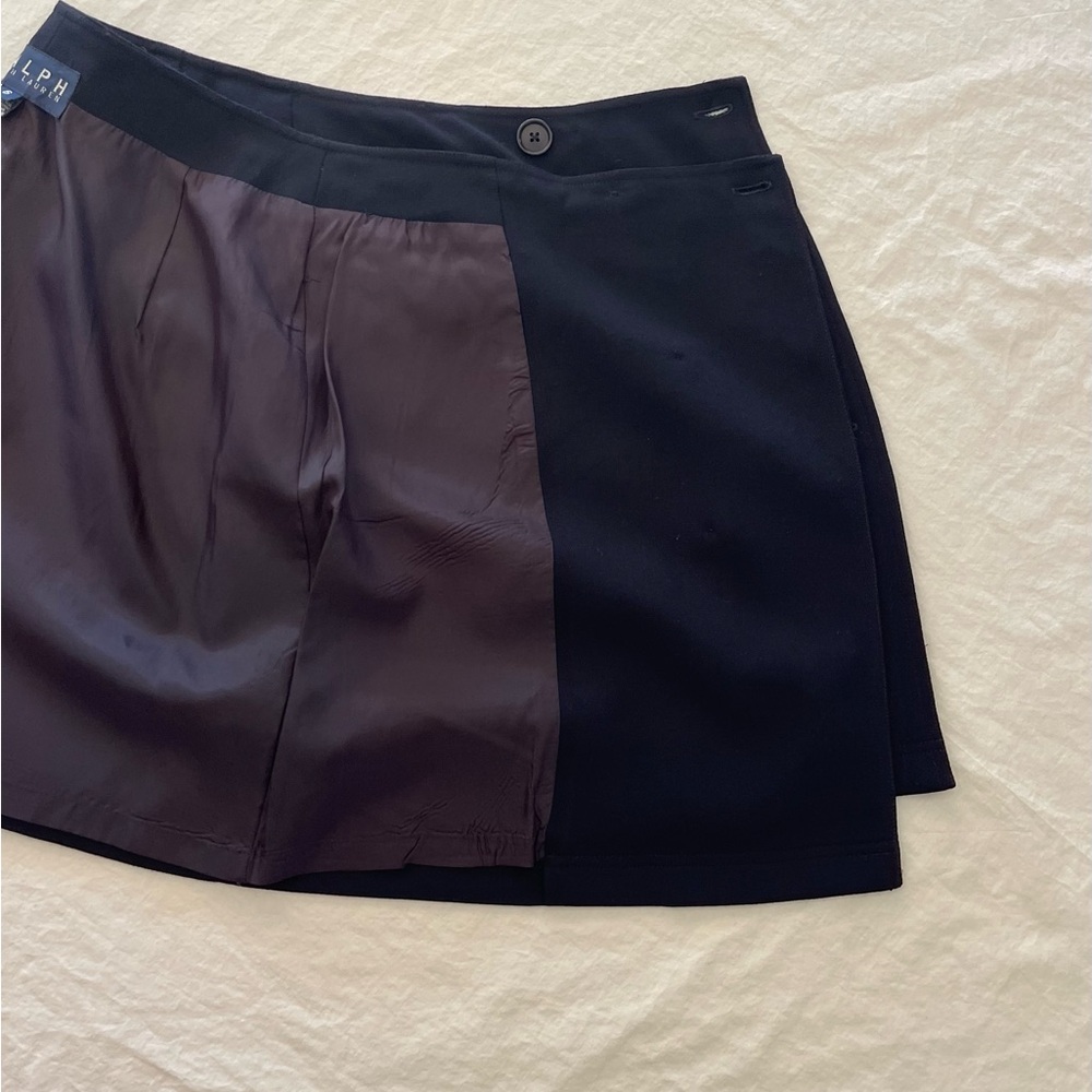 Vintage Ralph Ralph Lauren Navy Blue Double Breasted Mini Skirt 100% Wool Size 6 - Picture 8 of 11